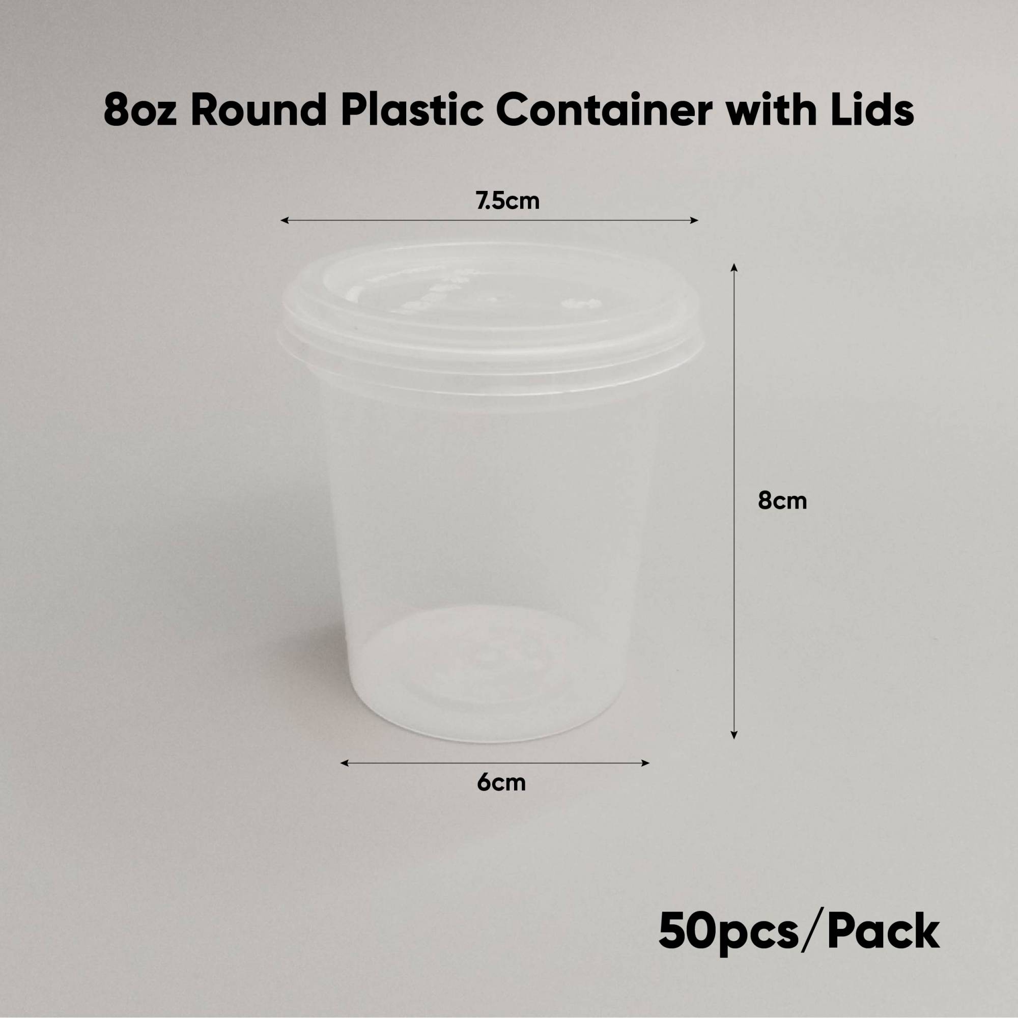 8oz Round Plastic Container with Lids SLV10/PACK50/PACK100/CTN1000