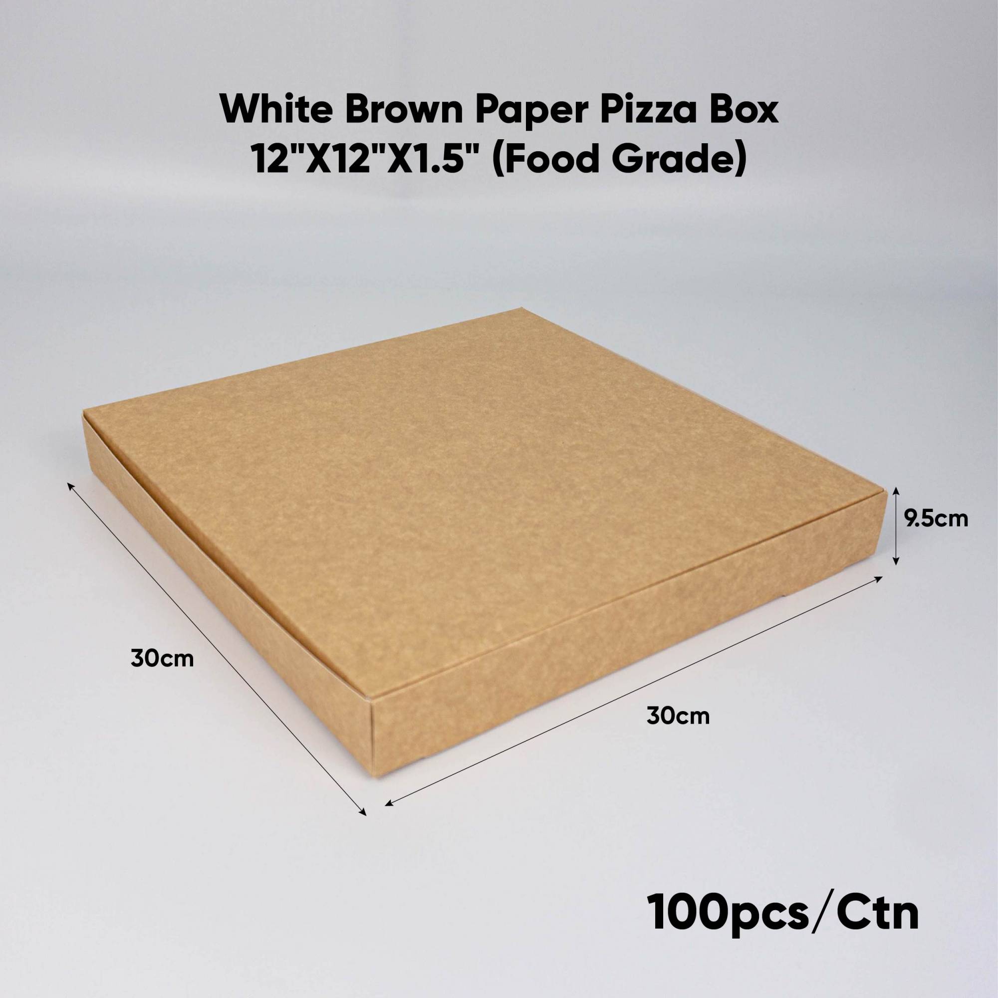 White Brown Paper Pizza Box 12"X12"X1.5" (Food Grade)