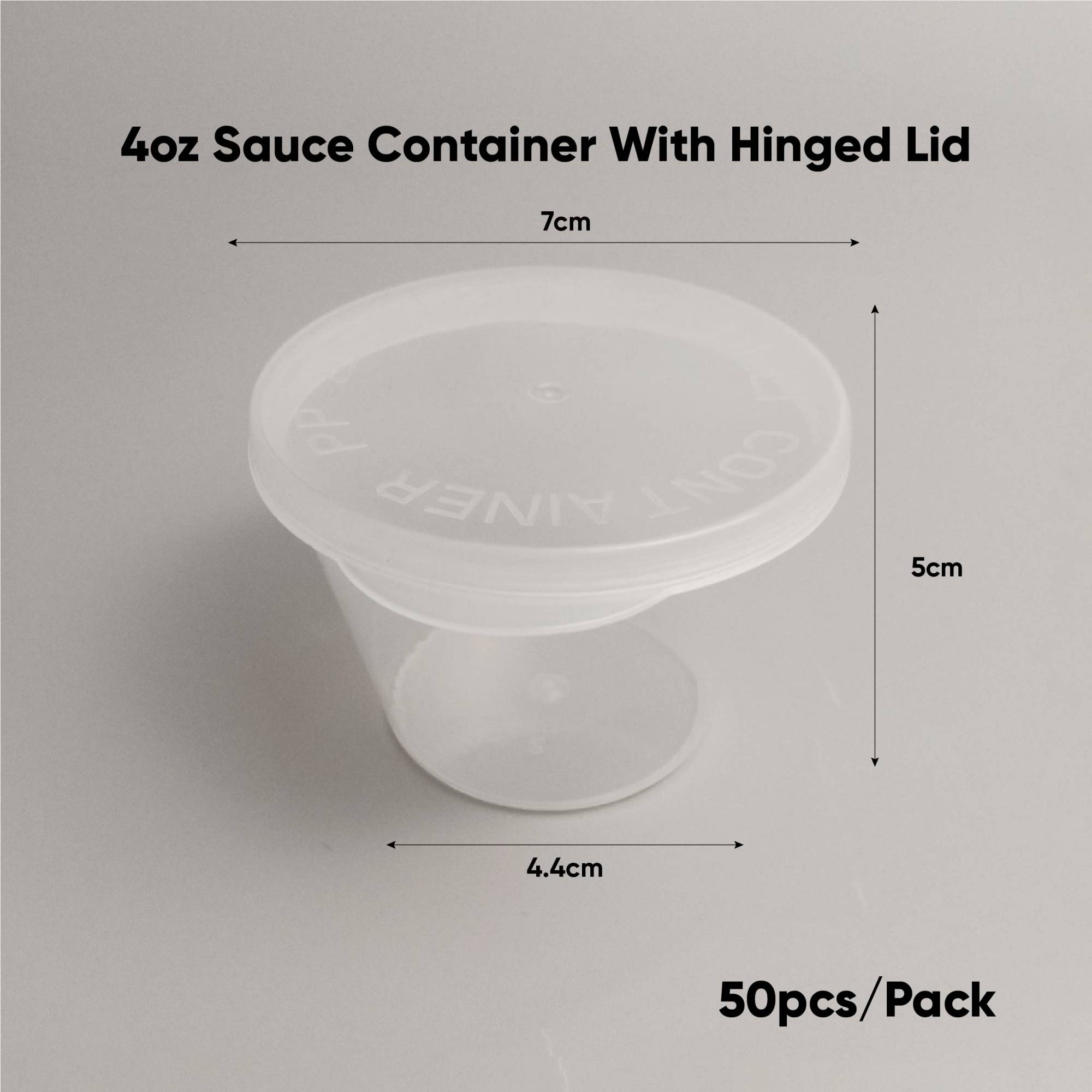 4oz Sauce Container With Hinged Lid PACK50/CTN600 (50PCS X 12PACK)