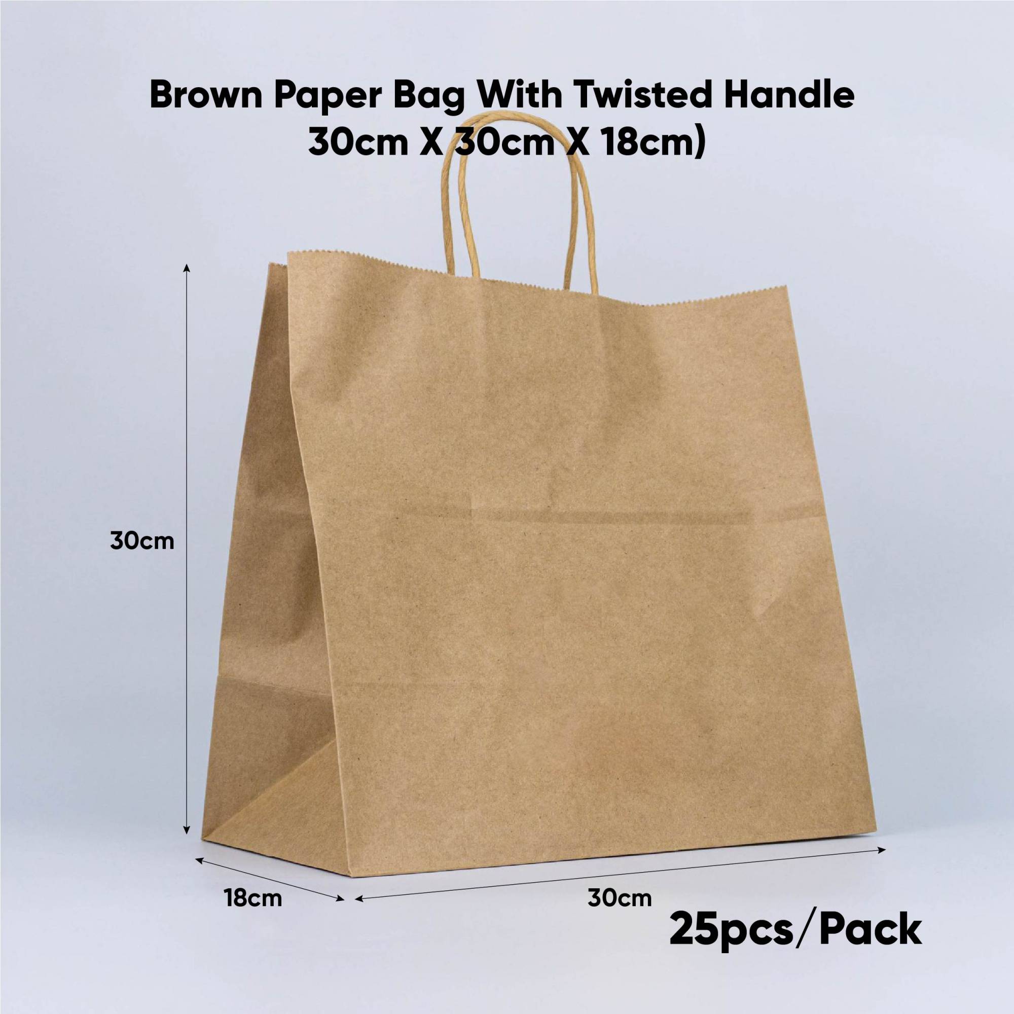 Brown Paper Bag with Twisted Handle (30cm x 30cm x 18cm) PACK25