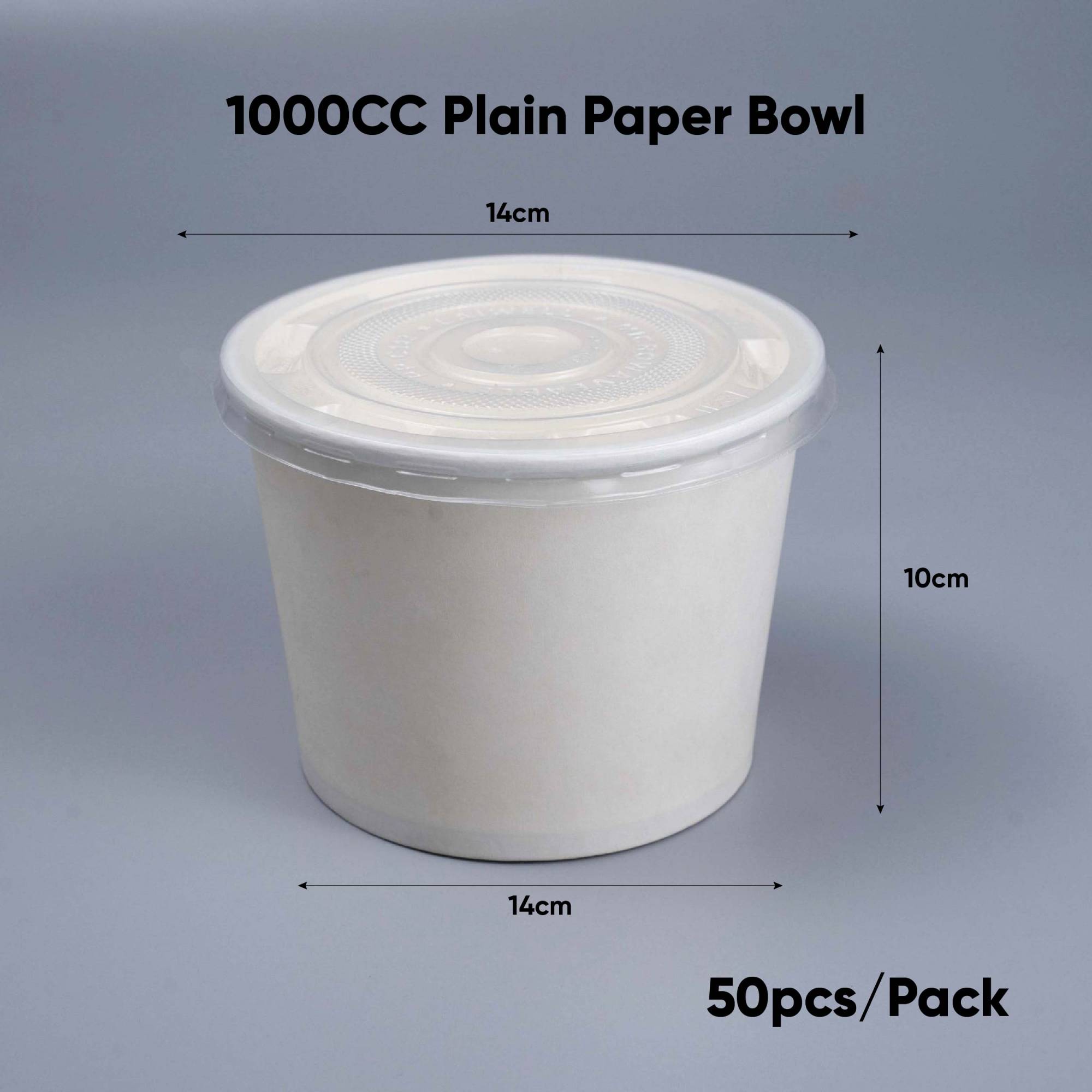1000CC Plain Paper Bowl PACK50/CTN600 (50PCS X 12PACK)