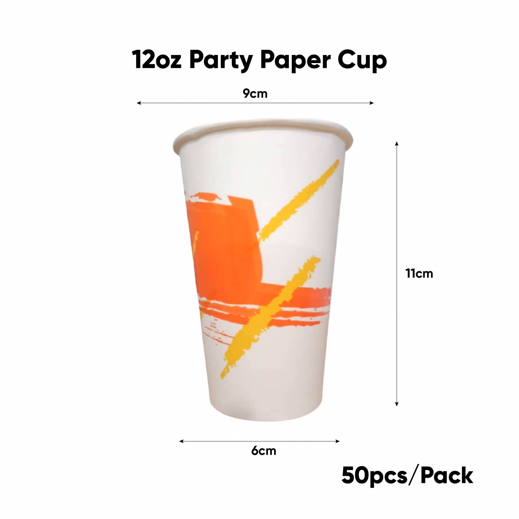 12oz Party Paper Cup PACK50/PACK100/CTN2000 (50PCS X 40PACK)