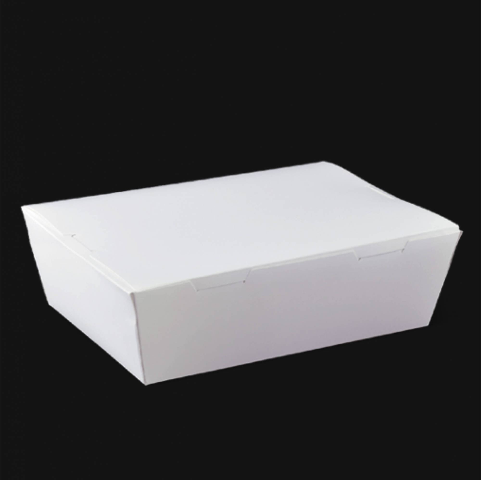 (S) 400ml White Paper Lunch Box W/Self Lock 150mm x 105mm x 46mm PACK50/CTN500