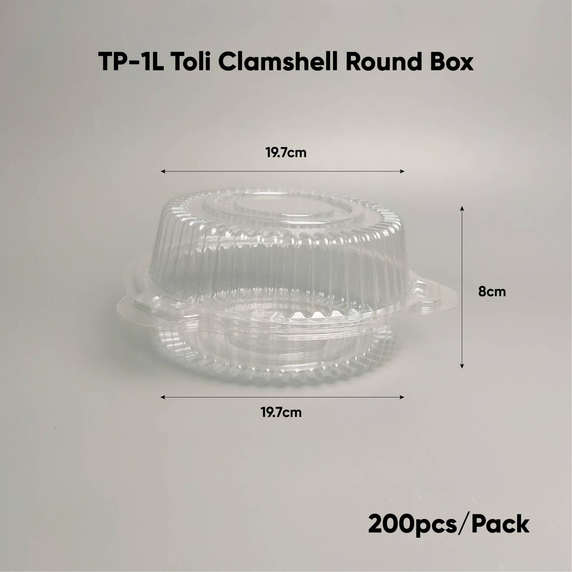 TP1L Toli Clamshell Round Box PACK200/CTN1200 (200PCS X 6PACK)