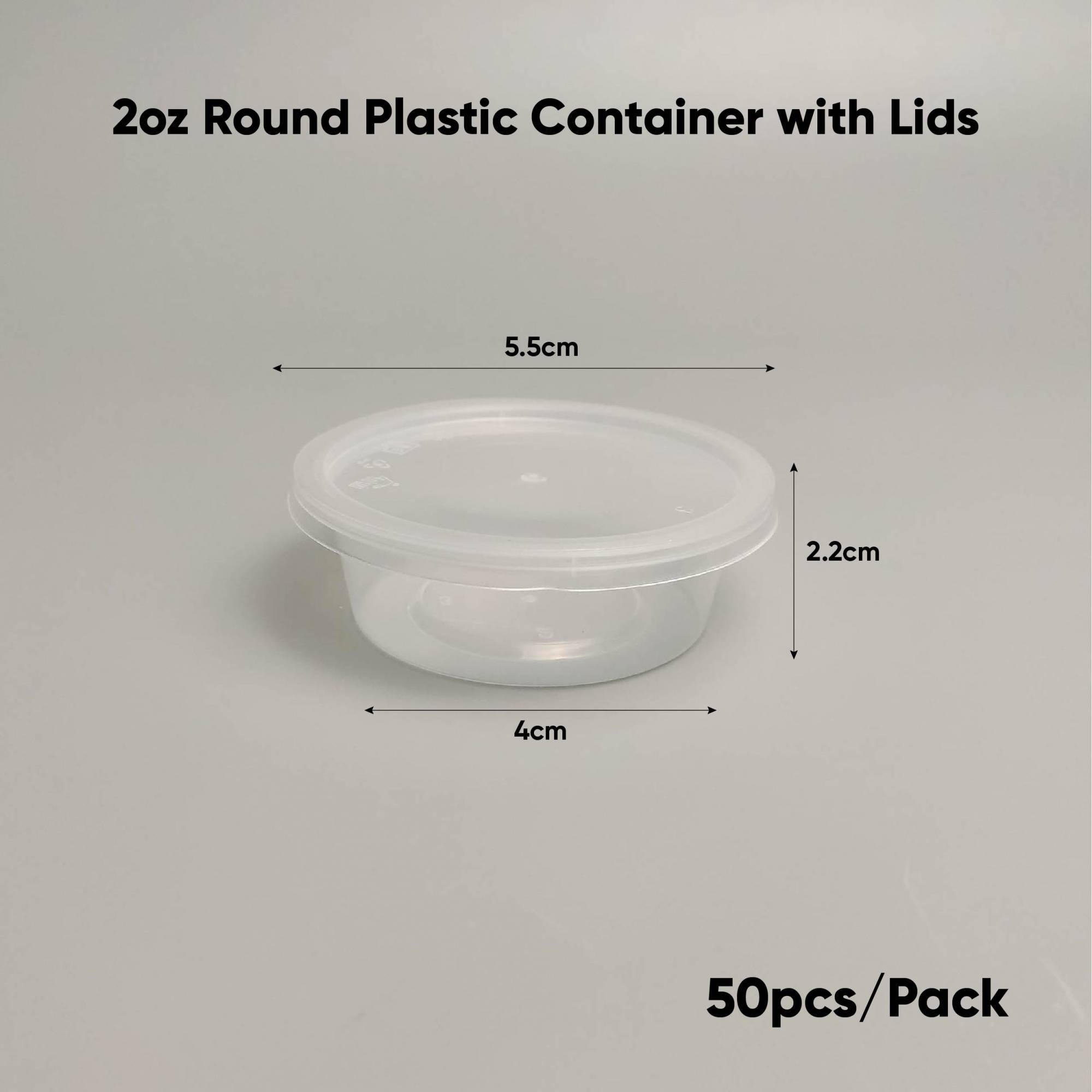 2oz Round Plastic Container with Lids SLV10/PACK100/CTN1000 (100PCS X