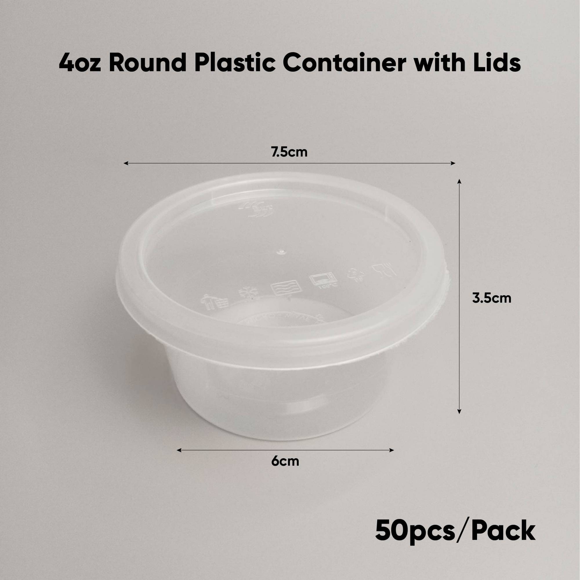 4oz Round Plastic Container with Lids PACK50/CTN1000